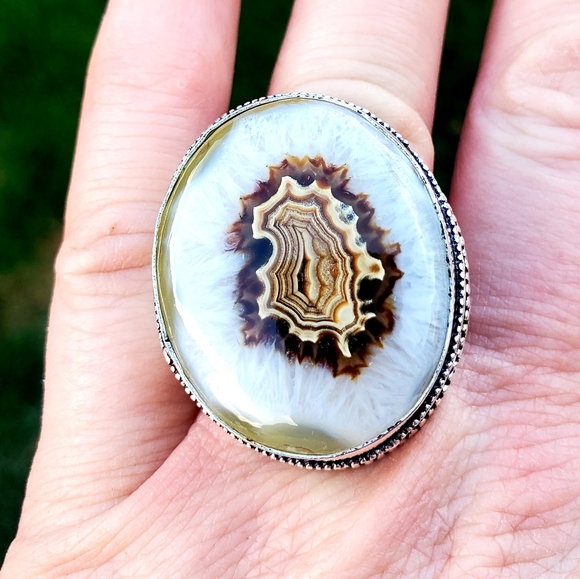 New Oversized Solar Agate 925 Silver Statement Ring. - Picture 6 of 15